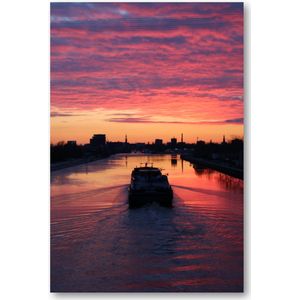 Schip in de ondergaande zon - Foto op Plexiglas 60x90