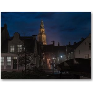 Nachtwake: Martinitoren - Turfsingel bij Avond - Foto op Plexiglas 40x30