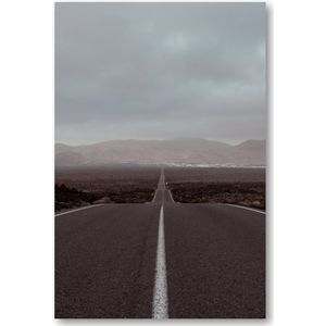 De Weg door Lanzarote - Op Reis door de Stilte - De Stille Snelweg - Foto op Plexiglas 40x60