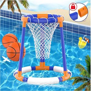 Leuke en Spannende Zwembad speelgoed voor volwassenen en kinderen, waterspelletjes, drijvende basketbalmand, waterspeelgoed, basketbalmand, zwembadaccessoires, plezier, Ideaal voor op vakantie of op de camping (2 x basketballen)