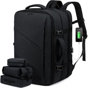 Rugzak Handbagage Vliegtuigreisrugzak Handbagage Vliegtuig Handbagagerugzak Zakelijke rugzak Herenlaptoprugzak voor 15,6 inch reisrugzak, rode wijn, 1 Zwart