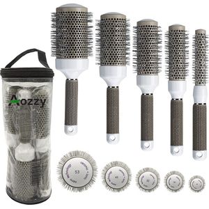 5 maten nano thermische keramische haarkrulborstel voor droog haar