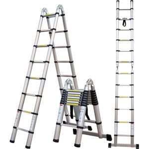 Telescopische/telescopische ladder 5 meter dubbele V-vorm 2,5*2,5M - Opvouwbare V-vorm of uit één stuk (5M)/ Professioneel