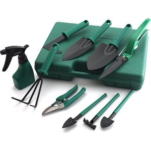 10-Delige Tuingereedschap Set inclusief Opbergkoffer - Tuinierset - Tuinsetje - Gereedschap voor Tuin - Tuinschaar - Tuinschepje - Bloemenschaar - Voegenkrabber - Plantenspuit - Grasschaar - Bloemenschep - Tuinhark