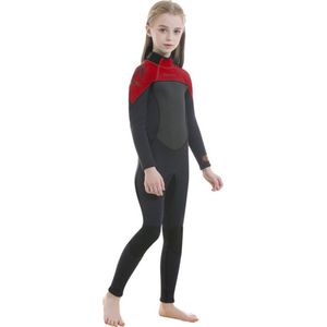 Wetsuit rood maat 4 voor kinderen lange mouwen en lange broekspijpen - wetsuit kind 3mm