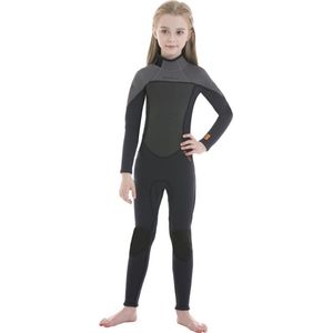 Wetsuit grijs maat 4 voor kinderen lange mouwen en lange broekspijpen - wetsuit kind 3mm