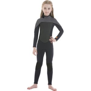 Wetsuit grijs maat 10 voor kinderen lange mouwen en lange broekspijpen - wetsuit kind 3mm