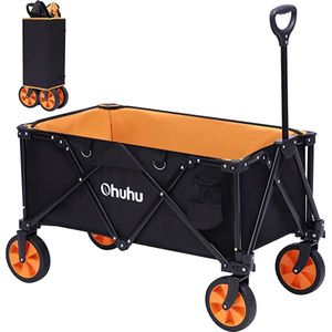 Trolley Kamping Portabel /Opvouwbare trolley op wielen met verstelbare handgreep, voor strand, buiten, picknick, festival, tuin, zwaar belastbaar, Bolderkar