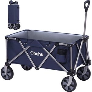 Trolley Kamping Portabel /Opvouwbare trolley op wielen met verstelbare handgreep, voor strand, buiten, picknick, festival, tuin, zwaar belastbaar, Bolderkar