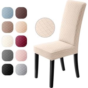 Elastische Stoelhoezen voor Eetkamer - Moderne Kussenovertrekken, Wasbare Stoelbeschermers (6 Stuks, Beige)