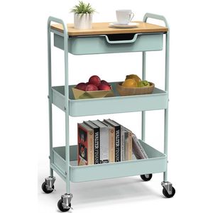 Keukenwagen landhuis, stabiele serveerwagen / Drankentrolley op Wielen - Opbergwagen \kitchen trolley 47 L x 30.48 W x 76.27 H