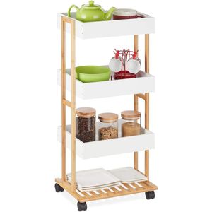 Keukenwagen landhuis, stabiele serveerwagen / Drankentrolley op Wielen - Opbergwagen \kitchen trolley ‎30 x 40 x 88 cm;