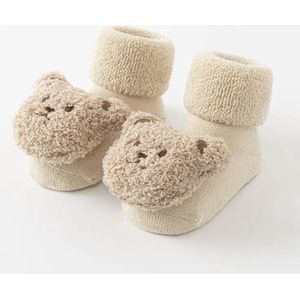 Antislip beren sokken baby/peuter - Beige - 0-1 Jaar