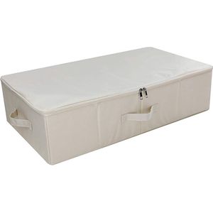Onder de Bed Comforter Storage Box for Closet, Zipperd Lid ^ Handles, speciaal voor de onder Softa/Bed Space Storing, Beige