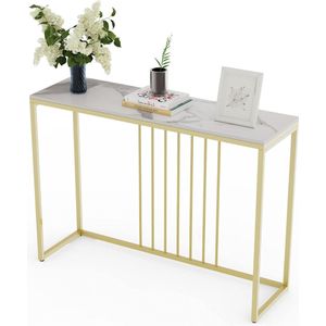 Console Tafel voor Hal 100x30x78.5cm Foyer Tafel Echt Gesinterde Stenen Tafel Hoogglans Marmeren Tafelblad met Luxe Gouden Benen Elegante Sofa Bijzettafel Console Entryway Tafel Hall Tafel