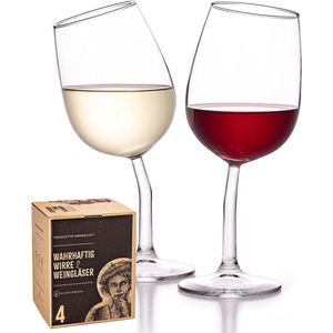 wijnglazen set (4 stuks) - wijnglas grappig handgebogen in DE - grappige wijnglazen als wijncadeau voor vrouwen en mannen