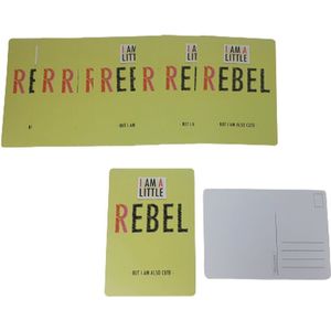 Postkaart met ''I am a little rebel, but i am also cute'' - Geel / Rood / Zwart - Karton / Papier - 15 x 21 cm - Set van 10 - Ansichtkaart - Kaart - post