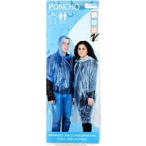 Regenponcho lichtgewicht - Blauw - Kunststof - Set van 2 - One Size