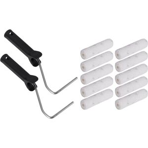 Copenhagen Pro lakrollers - microvezel - 10 stuks - 10 cm - incl 2 beugels - voor gladde ondergronden