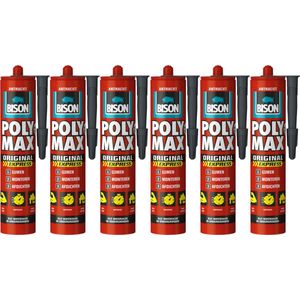 Bison poly max express - montagelijm - extra sterk - antraciet - 6 x 425 gram