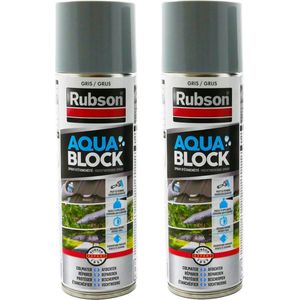 Rubson aquablock spray - grijs - rubber spray - rubber coating - sneldrogend - 2 x 300 ml