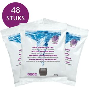 Vochtvanger navulling - 48 stuks - 400 gram - lavendel - universeel - voor vochtopnemers vanaf 400 gram