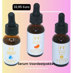 Serum Voordeelpakket - 3 Serums - Hyaluronzuur - Vitamine C - Retinol - Persoonlijke verzorging - Gezichtsverzorging - Serums