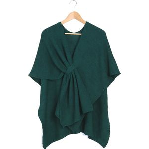 Gebreide poncho - petrol - gebreide cape - winter/herfst - sjaal met lus - groenblauw - one size - STUDIO Ivana