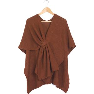 Camel omslagdoek - dames wintersjaal - lichtbruine sjaal - gebreide poncho - acryl - one size - STUDIO Ivana