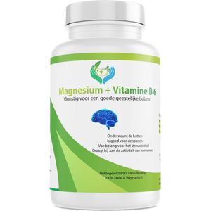 Shifa Halal vitamin - Magnesium + Vitamine B6 - Bot, Spieren - Vegetarisch - 90 Capsules