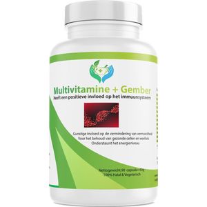 Biologisch Halal Vitamin - Multivitamine + Gember - Goed voor immuunsysteem - 90 Vegetarische Capsules