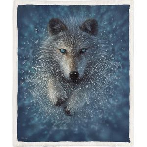 Wolf Fleece Deken 150*200cm Running Wolf Splash