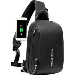 Arctic Hunter Sling Bag Herenrugzak met USB, waterdicht, anti-diefstal, crossover bag voor fietsen, wandelen, reizen