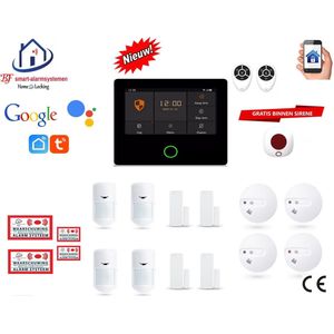 Draadloos alarmsysteem voor woning/camper/boot/caravan werkt met wifi en sim kaart en met spraakgestuurde apps. (Nederlands of Frans stem en tekst) ST01A-17