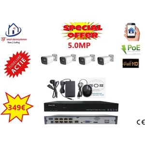 Home-Locking camerasysteem met NVR 5.0MP H265 POE met 4 camera's 5.0MP CS-4-1536