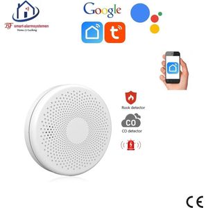 Wifi rook/CO detector met bediening via APP en kan werken met spraakgestuurde apps. T-2054