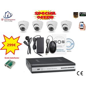 Home-Locking camerasysteem met NVR 5.0MP H265 POE met 4 dome camera's 3.0MP CS-4-1530
