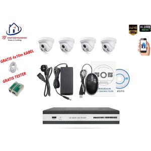 Home-Locking camerasysteem met NVR 3.0MP H.265 POE en 4 dome camera's 3.0MP CS-4-1401B (dome camera IP65)