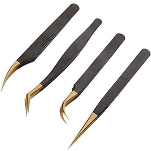 Wimpers Extension Pincet Set, Rechte Tip Wimpers Pincet Roestvrij Staal voor Schoonheidssalon