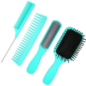 Haar kam Set, negen rijen kam paddle borstel staart kam ontklitter haarborstel voor alle haarstijl (groen, boxed)
