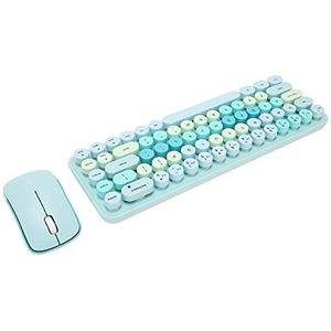Toetsenbord- en Muiscombinatie, USB-ontvanger 2,4GHz Draadloze Toetsenbordset Ergonomische Automatische Slaapstand voor Gaming (Blauwe gemengde kleur)