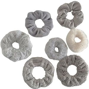 Elastische Haar Scrunchies 7 Stks/set Vrouwen Ringen Hoge Elasticiteit Anti-slip Accessoires Voor Paardenstaart Zoete Kleur Doek Ties Zacht Grijs