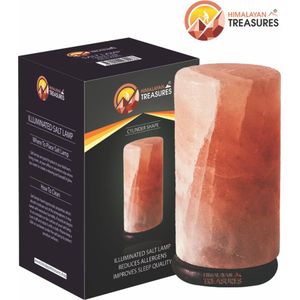 Himalaya ZOUTLAMP 100% Natuurlijk Zoutsteen Cilinder vorm 2kg tot 3 kg Sfeerlamp met Kabel en GRATIS Lamp!