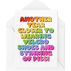 CBH1675 Grappige verjaardagskaart ""Closer To Wear Velcro Shoes & Stinking of