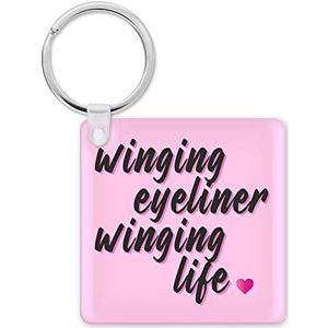KBH183 Grappige sleutelhanger voor meisjes, afscheidscadeau voor collega's, eyeliner vleugels van het leven, sleutelaccessoires, meerkleurig, 5,8 cm x 5,8 cm, Meerkleurig, 5.8cm x 5.8cm
