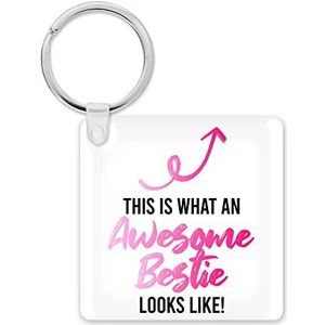 KBH138 Grappige sleutelhanger | afscheidscadeau voor collega's | Awesome Bestie | Grappige sleutelaccessoires | KBH138, meerkleurig, 5,8 cm x 5,8 cm, Meerkleurig, 5.8cm x 5.8cm