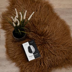 WOOOL® IJslandse Schapenvacht - Rood Bruin CURLY L (105x60cm) 100% Natuurlijk & Echt - Vloerkleed  - ECO+