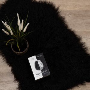 WOOOL® IJslandse Schapenvacht - Zwart CURLY XL (115x65cm) 100% Natuurlijk & Echt - Vloerkleed - ECO+