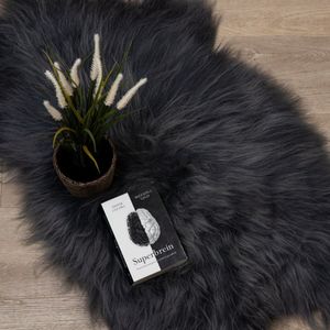 WOOOL® IJslandse Schapenvacht - Donker Grijs XS (80x45cm) 100% Natuurlijk & Echt - Vloerkleed - ECO+