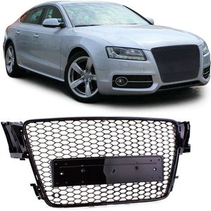 Passend Voor Audi A5 8T 07 t/m 11 Sport Grill Zonder Embleem Hoogglans Zwart Honingraat Quattro Look S5 RS5 Tsi Tdi Styling